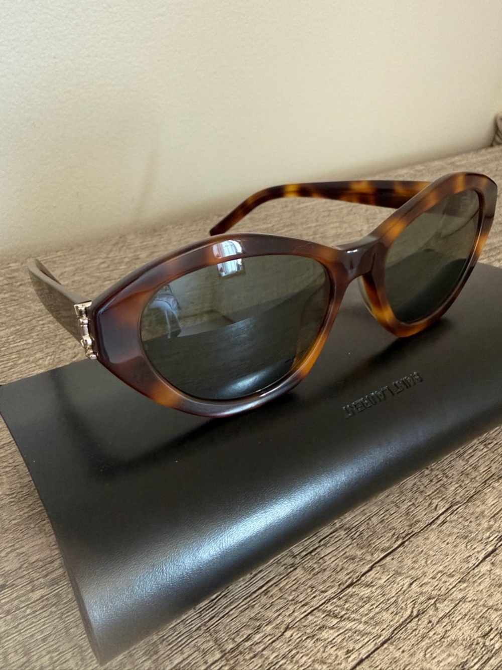 Saint Laurent Tortoiseshell Cat Eye Sunglasses - Brown - Picture 3 of 9